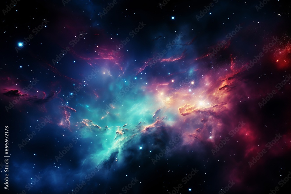 Stunning vibrant space galaxy cloud illuminating night sky   wonders of cosmos revealed