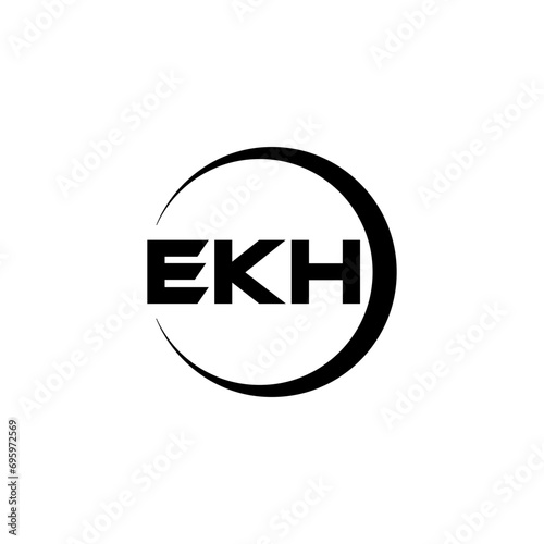 EKH letter logo design with white background in illustrator, cube logo, vector logo, modern alphabet font overlap style. calligraphy designs for logo, Poster, Invitation, etc.