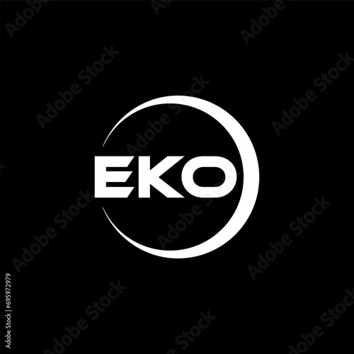EKO letter logo design with black background in illustrator, cube logo, vector logo, modern alphabet font overlap style. calligraphy designs for logo, Poster, Invitation, etc.