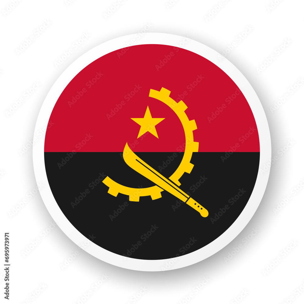 Angola flag flat icon. Round vector element with shadow underneath. Best for mobile apps, UI and web design. Angola flag flat icon. Round vector element with shadow underneath. Best for mobile apps, UI and web design.