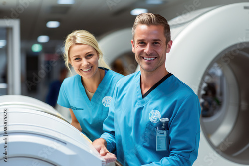 Healthcare Professionals Preparing for MRI Examination
