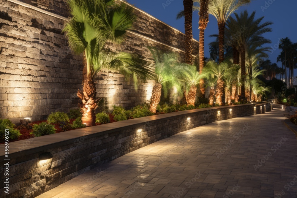 Naklejka premium Stylish and energy efficient outdoor led lighting solutions for contemporary backyards