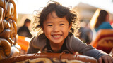 Joyful Asian Kids on Inflatable Bounce House - Happy Asian Boy and Girl Enjoying Playtime Fun.
