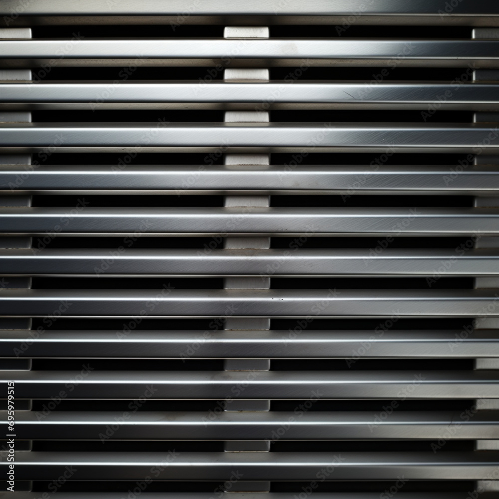 Obraz premium Fotografia con detalle de rejilla metalica cromada con reflejos de luz