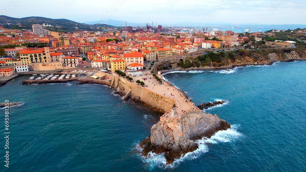 Piombino - Italy - Aerial view of the beautiful coastal town