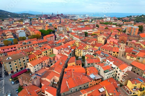 Piombino - Italy - Aerial view of the beautiful coastal town