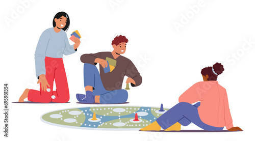Friends Gather On Floor, Laughter Echoing As They Immerse Themselves In Board Games. Friendly Competition Fill The Room