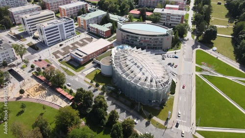 The aerial view of Zlin in the Czech Republic