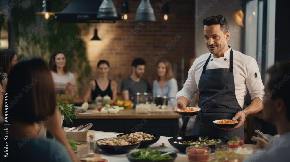 chef demonstrating culinary skills at a cooking class during a culinary workshop.