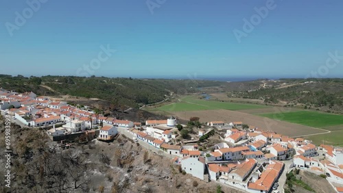 Algarve Portugal Old town city centre drone windmill