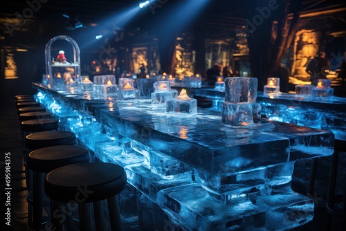 counter and chairs at ice bar creative interior design