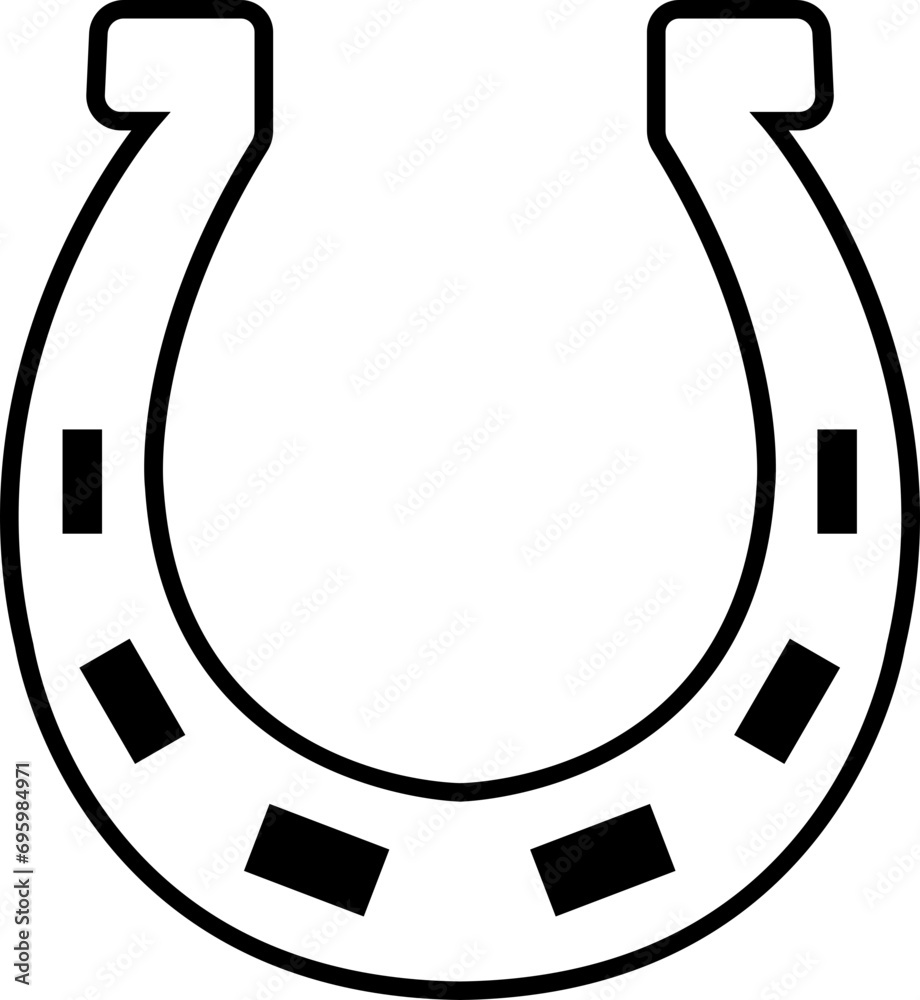 Horseshoe icon. Black Line silhouette of horseshoe on transparent