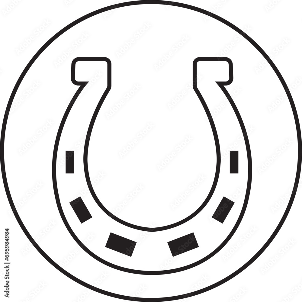 Horseshoe icon. Black Line silhouette of horseshoe on transparent background. Horseshoe logo editable stock suitable for company logo, print, digital, icon, apps, and other marketing material purpose.