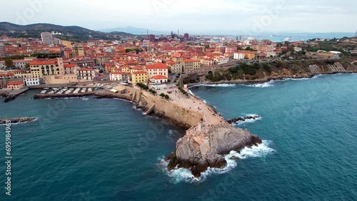 Piombino - Italy - Aerial view of the beautiful coastal town