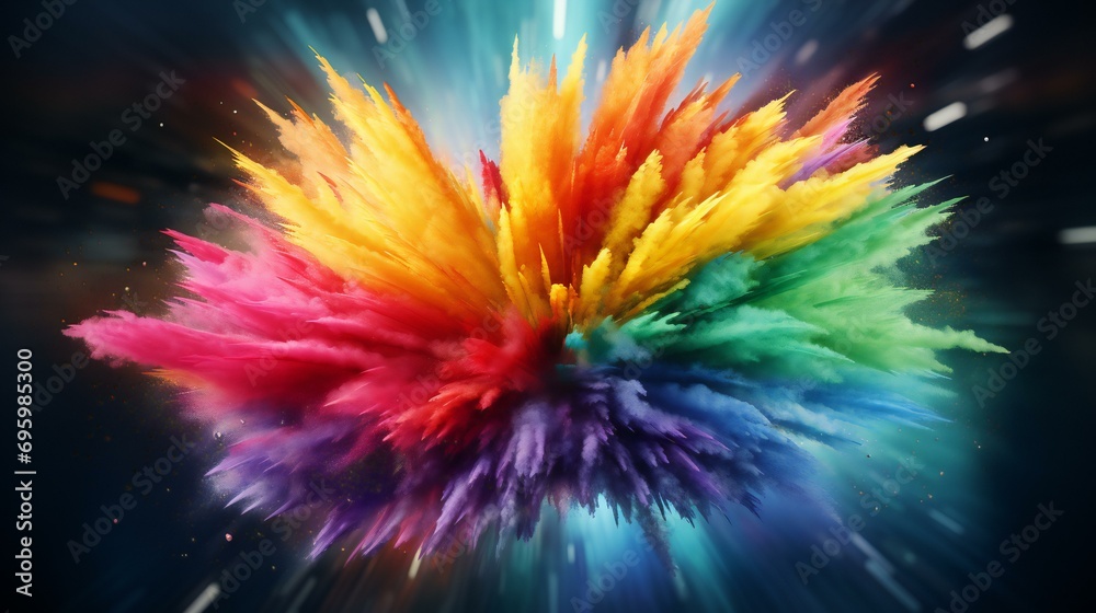Holi festival burst. A dynamic and vibrant composition featuring a burst of colors during the Holi festival, creating a visually striking and festive design Holi festival burst. A dynamic and vibrant composition featuring a burst of colors during the Holi festival, creating a visually striking and festive design