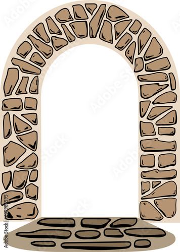 color vector illustration of an old vintage stone arch for the design of illustrations, walls, interiors, frames in vintage style