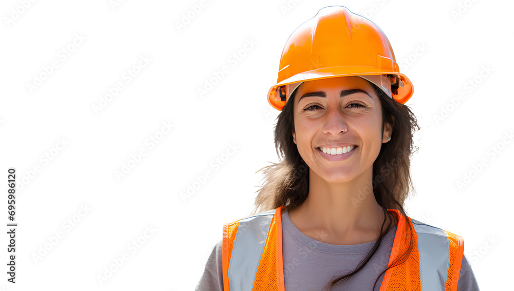 Working woman in construction transparent background Working woman in construction transparent background