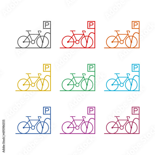 Park bicycle area place  icon isolated on white background. Set icons colorful