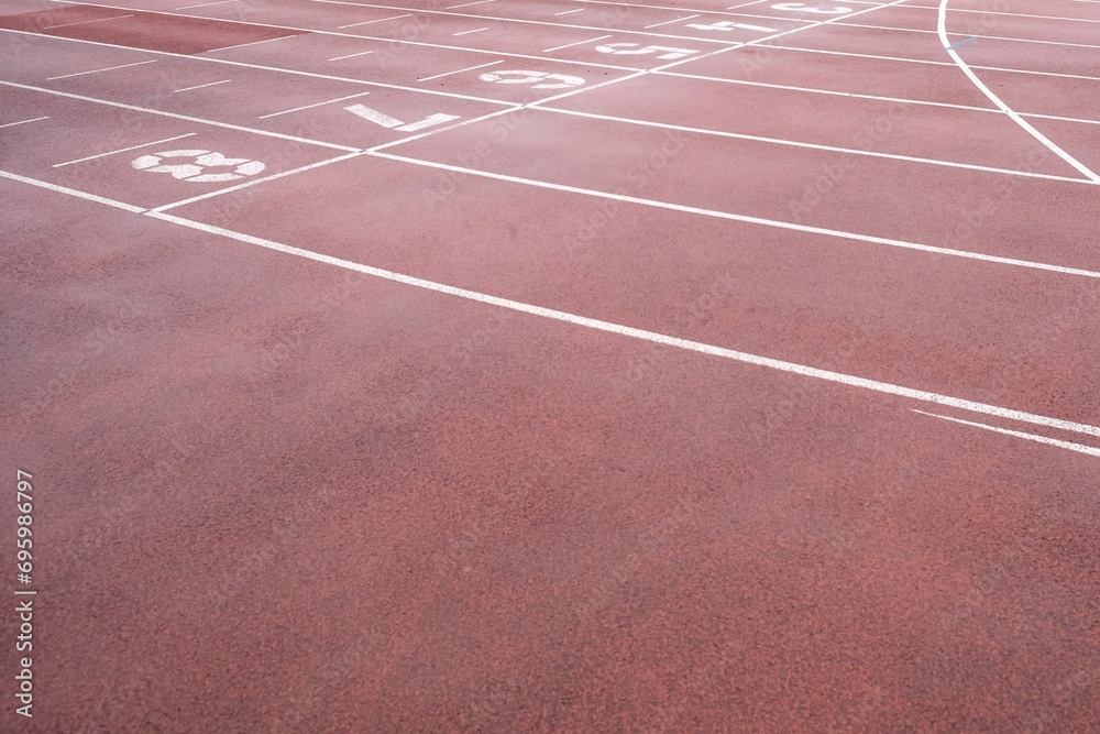 wet synthetic track in the athletics stadium