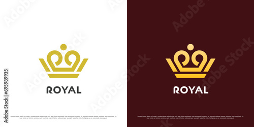 Royal crown logo design illustration. Simple geometric silhouette monarch royal pride king queen prince imperial heraldic aristocratic elegant icon. photo