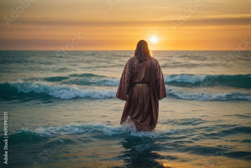 Miracle of Jesus Christ walking on water photo