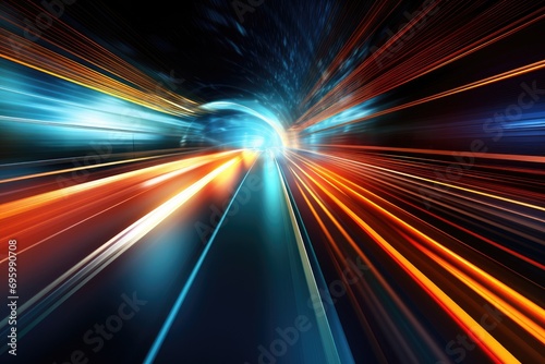 speed motion on the road, high speed technology concept, abstract background, A high-speed road with motion blur creates the vision of fast-speed transfer, AI Generated