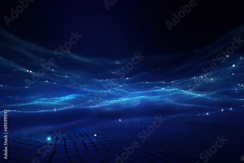 abstract blue matrix digital cyberspace background 3d render illustration, Abstract blue digital background. Big data visualization, AI Generated photo