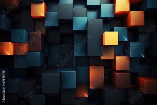 Abstract background of cubes. 3d rendering, 3d illustration, abstract creative geometric background, AI Generated