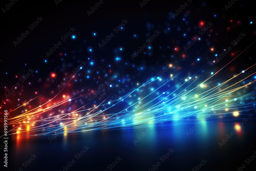Futuristic technology wave background with glowing lines and bokeh, Abstract technology and circuit board wallpaper with digital glowing waves and patterns, AI Generated