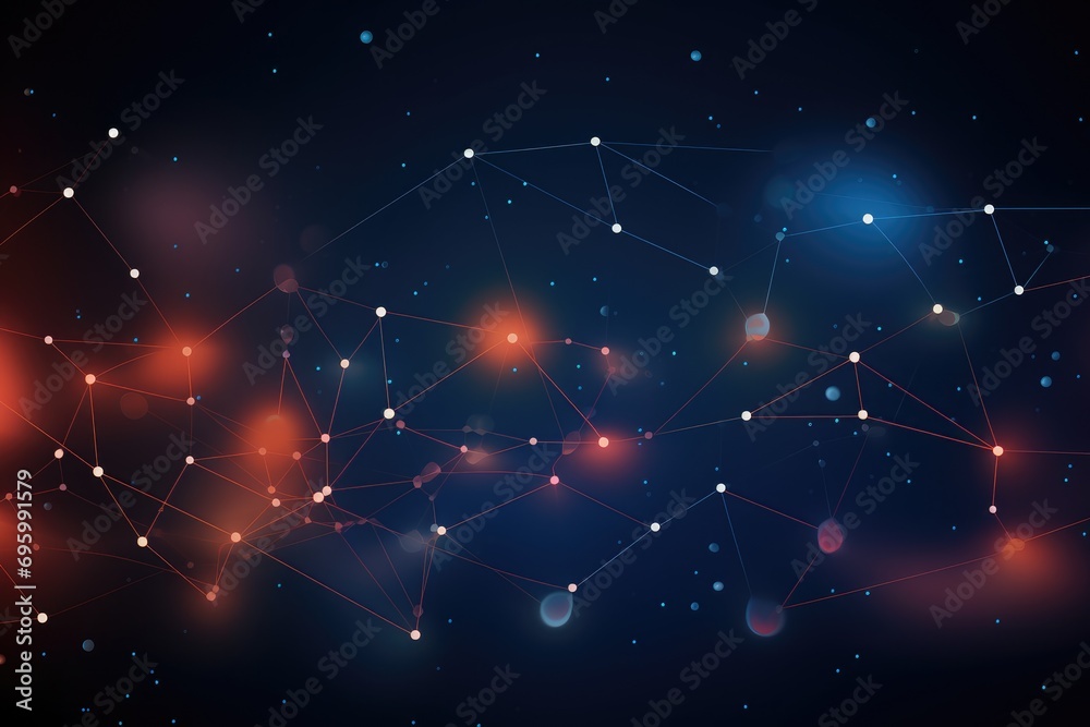 Fototapeta premium Abstract technology background with connecting dots and lines. 3D Rendering, Abstract technology background with circuit board. Artificial intelligence concept. 3D Rendering, AI Generated