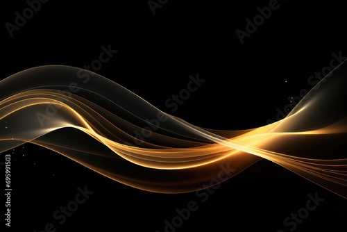 Abstract gold wave on black background. Vector illustration for your design, Abstract golden lines on black BG, AI Generated