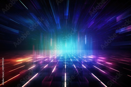 abstract technology background, glowing lines in the dark, computer generated images, Abstract technology background with circuit board. Artificial intelligence concept. 3D Rendering, AI Generated