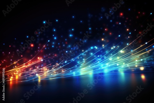 Futuristic technology wave background with glowing lines and bokeh, Abstract technology and circuit board wallpaper with digital glowing waves and patterns, AI Generated