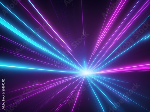 Abstract background of futuristic corridor with purple and blue neon lights © Ummeya