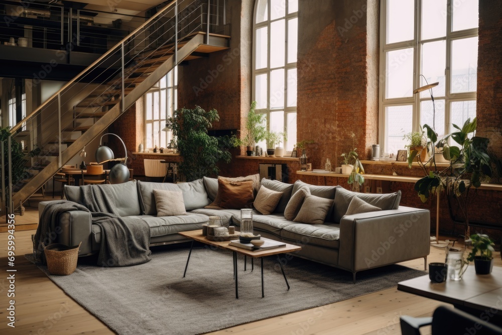 Interior of a modern loft living room