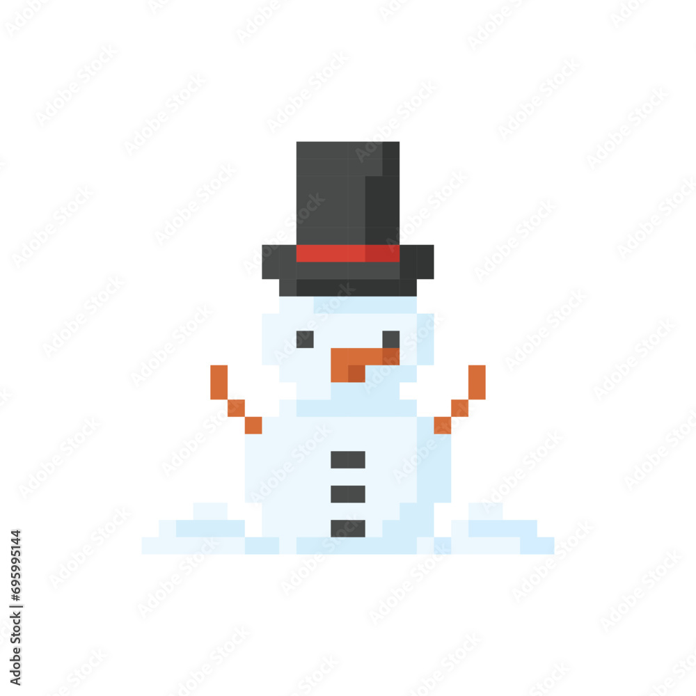 Snowman, icon in 8 bit style Snowman, icon in 8 bit style