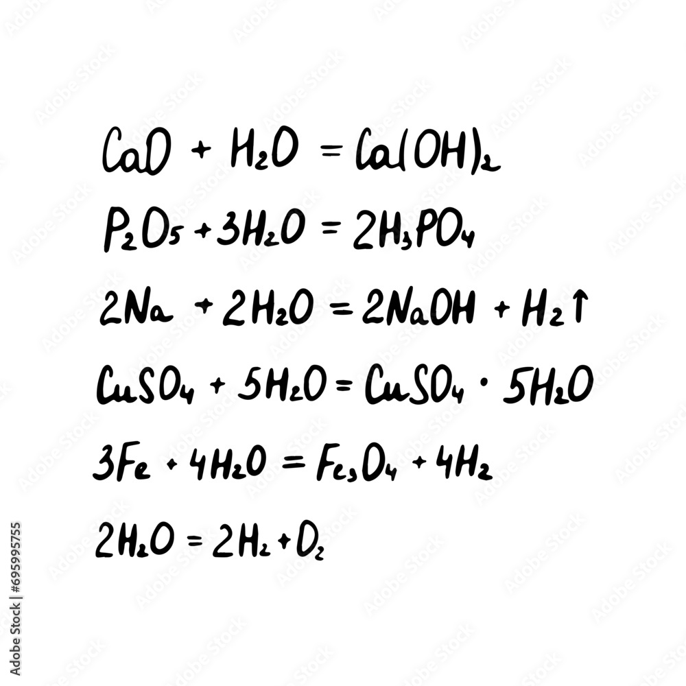 Chemical formula. Vector doodle illustration. Education element.