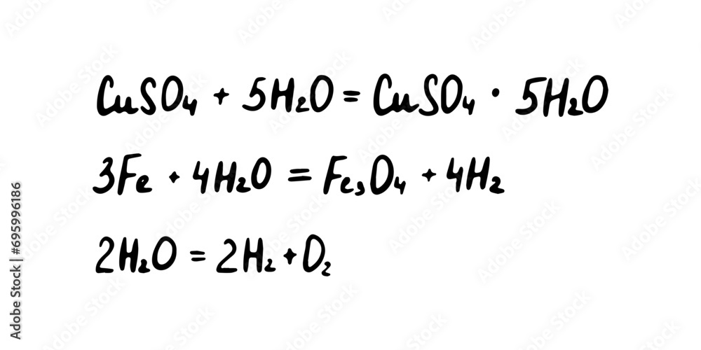 Chemical formula. Vector doodle illustration. Education element.