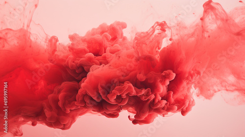 Arrière-plan et fond de couleur rouge. Fumée, explosion de pigment de couleur. Espace vide pour conception et création graphique.