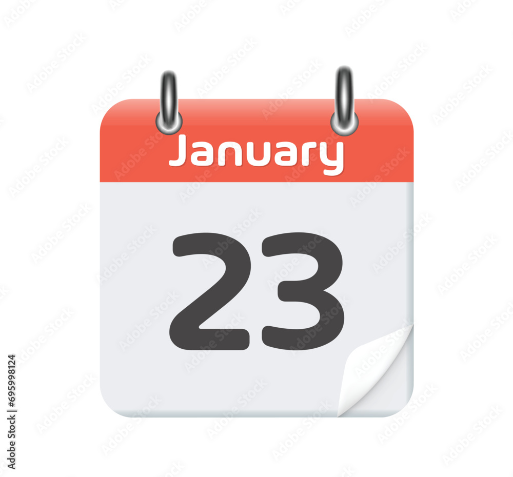 January 23. Calendar icon on transparent background. Vector illustration. Flat style. January 23. Calendar icon on transparent background. Vector illustration. Flat style.