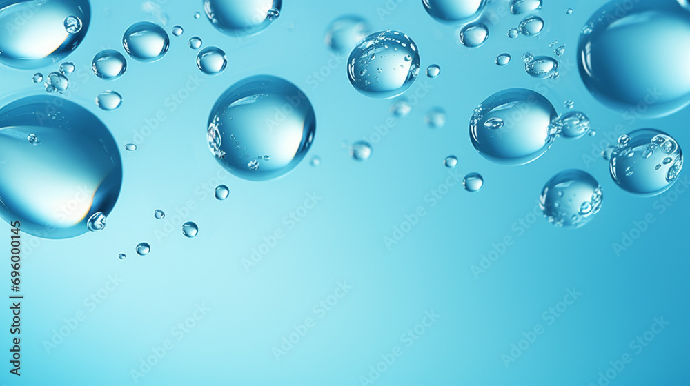 Drops of water. Drops of clean water on a blue background. Wallpaper, phone screensaver, computer wallpaper, screensaver