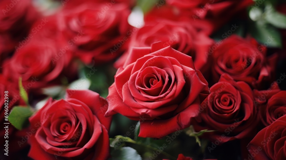 Close-up of beautiful red roses in full bloom, showcasing their natural beauty and evoking feelings of elegance, intimacy, romance, and delicacy. Close-up of beautiful red roses in full bloom, showcasing their natural beauty and evoking feelings of elegance, intimacy, romance, and delicacy.