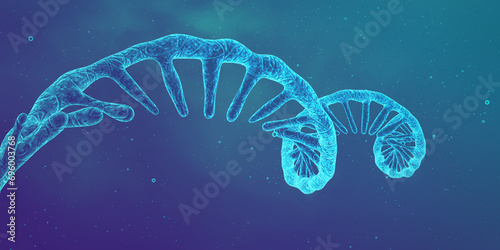 single helix - visualization of a unstable mRNA single-strand structure, cancer therapy, medical illustration, 3D rendering
 photo