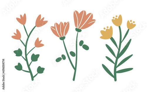 Abstract wildflowers vector clipart. 