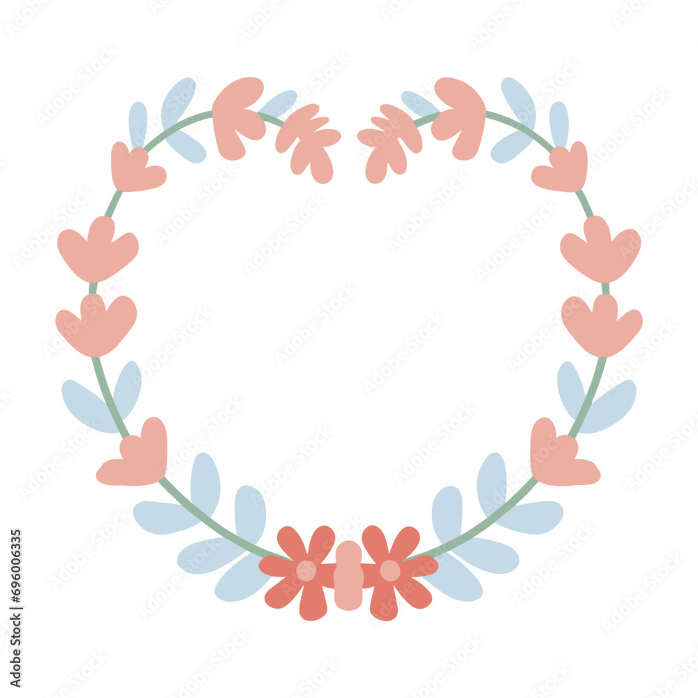 Abstract heart floral frame vector clipart. Valentine's day vector clipart.
