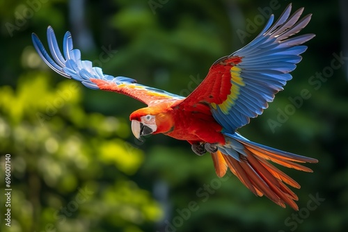 Scarlet macaw flying in nature  © capuchino009