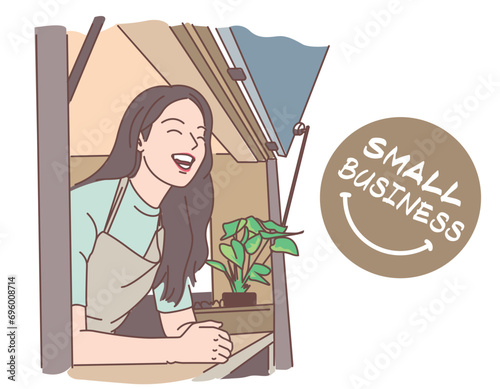 A happy small business owner with a bright smile on his face. Illustration.