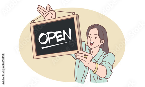 A happy small business owner with a bright smile on his face. Illustration.