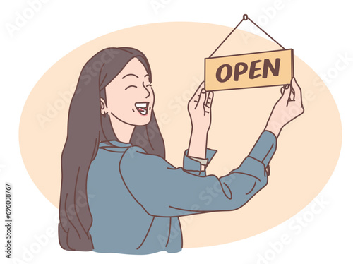 A happy small business owner with a bright smile on his face. Illustration.