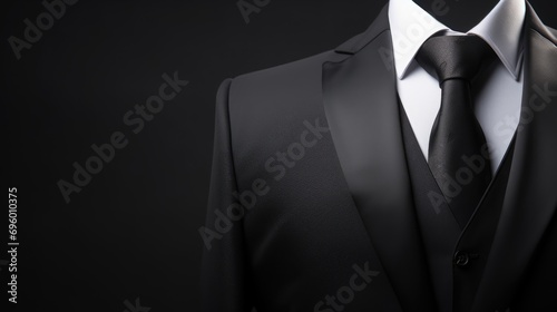 A mock-up of black with tie on black background.